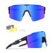 Ukoly Cycling Sunglasses Sports Sunglasses for Women Men with 3 Interchangeable Lenses, Baseball Running Glasses Black Blue