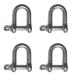 4 Pieces Stainless Steel 316 Forged D Shackle Marine Grade 1/4" (6mm) Dee