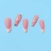 French Tip Press on Nails - Long Square Press On Nails with Nail Tips petal Dot drill Design Glossy meat pink press on nails Acrylic False Nails Cute Artificial Nails - Buy Online on GoSupps.com