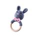 Handmade Gray Rabbit Wooden Teether & Rattle Toy | Unique Baby Gift for Infants - Buy Online on GoSupps.com