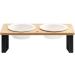 Raised Ceramic Cat Bowls with Tilted Bamboo Stand - Anti Vomiting, Whisker-Friendly, 5.5 Wide Dish for Food and Water - Indoor Iron Stand Bowl - Buy Online on GoSupps.com