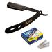 CS-102 Stainless Steel Professional Barber Straight Edge Shavette Cut Throat Razor (Matte Black + 100 Lord Blades)