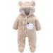 Haokaini Newborn Bear Snowsuit for Baby Girls Boys 9-12 Months | Khaki Cotton Fleece Romper Jumpsuit - Buy Online on GoSupps.com