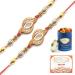 Ghasitaram Gifts Rakhi for Brother Rakhis Online - Set of 2 WO-13 Diamond Rakhi with 100 GMS of Dryfruits Mix Can 200 GMS of Kaju katli 2 Rakhi & 100g Dryfruits Mix Can 200g Kaju katli