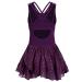 Zaclotre Gymnastics Leotards for Girls Criss Cross Strap Shiny Ballet Dance Dresses Hollow Back Skirted Ballerina Costume 6-7 Years Dark Purple