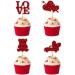 24 Pcs Happy Valentine's Day Cupcake Toppers Red Glitter Cupcake Food Picks Valentine's Day Theme Wedding Bridal Shower Anniversary Engagement Party Cake Decorations Supplies - Buy Online on GoSupps.com