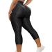 SEASUM Women High Waisted Workout Yoga Pants Butt Lifting Scrunch Booty Leggings Tummy Control Anti Cellulite Textured Tights #1 U-capris Black Large