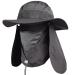Ddyoutdoor 07-281 Fashion Summer Outdoor Sun Protection Fishing Cap Neck Face Flap Hat Wide Brim Dark Gray