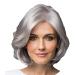 Natural Gray Short Curly Wig for Older Women | Adjustable & Comfortable Daily Wear - Buy Online on GoSupps.com
