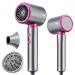 Professional 1875W High-Speed Low Noise Ionic Hair Dryer with Diffuser for Home and Travel - 110 000 RPM Suitable for Women and Men Grey+pink