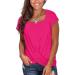 Jescakoo Womens Short Sleeve Summer Tops Square Neck Twist Front Casual T Shirts Loose Fit D-hot Pink X-Large