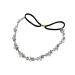 Women Silver Rhinestone Flower Hair Band Elastic Headband Hair Band