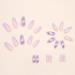 Medium Length Square Coffin Nude Fake Nails with Purple Butterfly 3D Rhinestones - 24Pcs - Buy Online on GoSupps.com