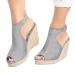 Aunimeifly Wedges Platform Sandals for Women Comfy Sports Knit Sandals Gradation Thick Bottom Fish Mouth Beach Sandals 5 Z06#gray
