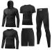 JULY'S SONG Men Compression Workout Set 5 PCS Dry Quick Shirt Pants Shorts Tights Jacket Clothes for Gym Black Large