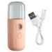 1PC Mini Facial Mister Handheld Face Mist Sprayer Moisturizing Steamer USB Recharging Skin Hydration Tool 30ml. Pink
