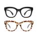Areyeth 2 Pack Reading Glasses Women Men Reading Glasses With Blue Light Filter Oversized Round Fashion Glasses Black+Gray Tortoise 2.0 x