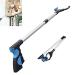 Griffin aid 81.3 cm foldable for older people light extra long handy gripping aid for waste collection arm extension (blue)