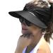 Sun Visor Hat for Women Summer Beach Hats Foldable Wide Brim Ponytail Packable Vocation Sun Shade UV Protection Hat Black