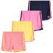 Body Glove Girls' Active Shorts - 4 Pack Mesh Athletic Performance Gym Dolphin Shorts (7-12) Coral/Yellow/Navy/Pink 7