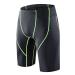 beroy Mens Compression Shorts Training Athletics Workout Tight Sports Base Layer with One Pocket Green Line Black Shorts Medium