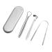 Plbied tongue scraper cleaner with case toothbrush bad breath professional for adults eliminated scratch 3-part set silver