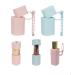 2 pcs Silicone Lip Balm Holder Lipstick Cases Keychain Chapstick Case Holder Lip Balm Sleeves Pouch Portable Silicone Lip Gloss with Ball Bead Chain (2 pcs Pink01 + Blue02)