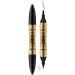 Dual-Ended Microblading Eyebrow Pen 2-in-1 Magical Eyebrow Pencil Eyeliner for Women with 4-Fork-Tip Last All Day (Black)