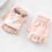 Kids Winter Warm Fox Flip Top Gloves | Cute Cartoon Animal Mittens for 2-8Y Boys Girls | Pink Biking Cycling Gloves - Buy Online on GoSupps.com