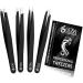 Precision Tweezers Set Professional Black 4 Pcs Eyebrow Tweezers Set Stainless Steel Tweezer kit for Ingrown Hair Facial Hair and Splinters