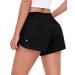 HeyNuts Stride Running Shorts for Women, Mid Waisted Athletic Shorts with Side Pocket Workout Shorts with Liner 4'' Medium Black