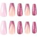 French Tip Press on Nails - Long style Press On Nails with Nail Tips Purple glittering pink false nails press on nails Acrylic False Nails Cute Artificial Nails - Buy Online on GoSupps.com