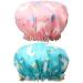 Kuou Waterproof Shower Caps for Women Men & Children - Satin Lined Elastic Band 2 Pack Hair Protection - Buy Online on GoSupps.com