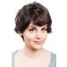 Short human hair wig with side parting dark brown with red highlights DW411HH-2H130