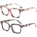 Retro Spring Hinge Womens Readers Blue Light Blocking Computer Square Reading Glasses for Women Men Floral Pink&grey Tortoise 4 x
