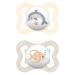 MAM Air pacifiers in a set of 2 Skinsoft silicone with pacifier holder 2-6 months neutral