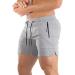 BUXKR Mens Workout Shorts 5 Inch Quick Dry Gym Shorts for Men Athletic Running Shorts with Zipper Pockets Light Grey Medium