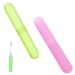 CCLKHY 2 pieces of toothbrush case toothbrush box toothbrush head protective cover toothbrush container portable toothbrush cover suitable for travel family pink and green