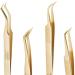 LUKEO Eyelash Extension Tweezers 8pcs - Gold Color | Professional Precision Tools - Buy Online on GoSupps.com
