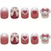 Cute Cartoon Short Pink Pearl Bow False Nails Acrylic Fake Nails Full Cover Nails Tips Artificial Finger Manicure Press on nails for Women and Girls - Buy Online on GoSupps.com