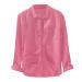 Shirts Cotton T Linen Button Baggy Long Plus Men's Pocket Sleeve Solid Size Men's Blouse Long Sleeve Shirt Pocket Pink 3X-Large
