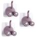 3 pieces of decorative cartoon adhesive hooks animal tail hooks for wall self-adhesive razor-toothbrush plug cable shaving holder waterproof for bathrooms utility to hang up towel keys gray
