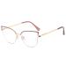 Kachawoo anti-blue light glasses for women men half marginal cat eye glasses metal frame prescription glasses ... gold brown frame