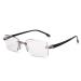 Zukky bifocal borderless reading glasses for women men blue light-blocking readers rectangular computer reading glasses AM09 (color: black size: 3.5x)