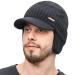 Winter Beanie w/Visor & Earflaps for Men Outdoor Fleece Hat Scarf Set Beanie Black
