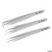 Lash Tweezers, Pack of 3 Stainless Steel Tweezers For Eyelash Extension | Straight and Curved Tip Eyelash Tweezers | False Lash Application Tools (Pack of 3, Silver) Pack of 3 Silver