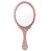 AKOAK 1 Pack Creative Retro Pattern Handle Makeup Mirror Portable Carry-on Lace Mirror Hand-held Mirror Makeup Tool (Rose Gold)