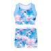Moily Big Girls 2-Piece Ballet Dance Gymnastics Sports Outfit Striped Crop Top with Booty Shorts Swimsuit Sea Sky Pink 4