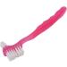 Denture Toothbrush - Double Sided Soft Bristles for Gentle Plaque and Dirt Removal - Ergonomic and Portable Design - Pink - Buy Online on GoSupps.com
