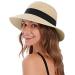Women's Sun Hats UV Protection Large Wide Brim Hat Women Packable Sun Hat for Women Straw Hats Beige/Black